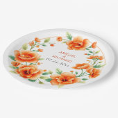 Assiettes En Carton Verona coucher de soleil orange ronde cadre floral (Angle)