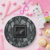 Assiettes En Carton Verre en mosaïque gris foncé Monogramme (Fête)