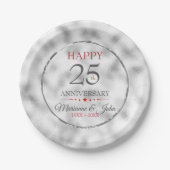 Assiettes En Carton Verre gris clair monogramme - 25e anniversaire (Devant)