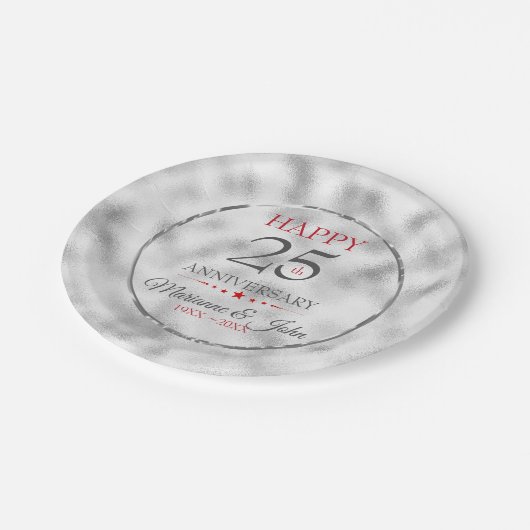 Assiettes En Carton Verre gris clair monogramme - 25e anniversaire (Angle)