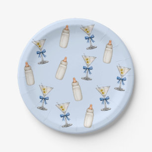 Assiettes En Carton Verres à Martini au Nœud Bleu Biberons Baby Shower