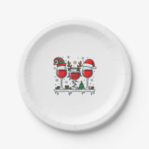 Assiettes En Carton Verres à vin rouge de Noël Vecteur de vacances