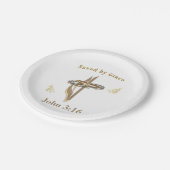 Assiettes En Carton Verset biblique sauvé par Grace (Angle)