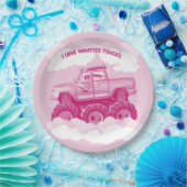 Assiettes En Carton Version rose I Love Monster Trucks Image (Fête)