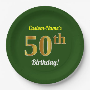 Assiettes En Carton Vert, anniversaire d'or de Faux cinquantième + No