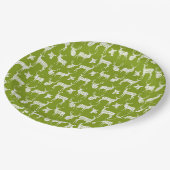 Assiettes En Carton Vert Avec Plaques De Papier De Cerf Blanc (Angle)
