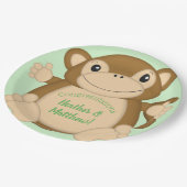 Assiettes En Carton Vert Baby shower singe (Angle)