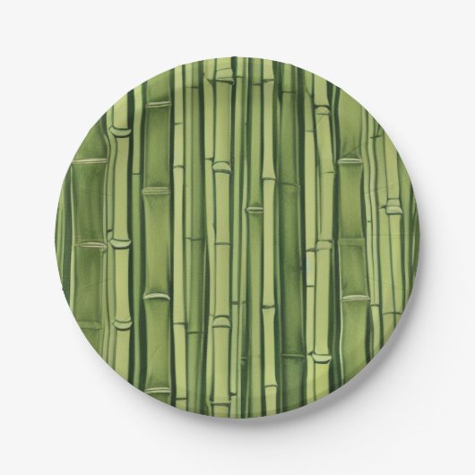 Assiettes En Carton vert bamboo pattern (Devant)