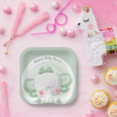 Assiettes En Carton Vert bébé éléphant (Fête)