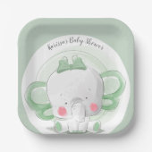 Assiettes En Carton Vert bébé éléphant (Recto)