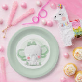 Assiettes En Carton Vert bébé éléphant (Fête)