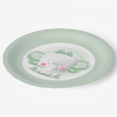 Assiettes En Carton Vert bébé éléphant (Angle)