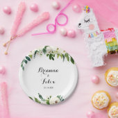 Assiettes En Carton Vert Blanc Automne Floral Mariage Gâteau (Fête)