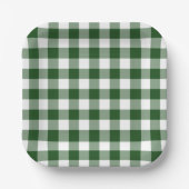 Assiettes En Carton Vert blanc En vichy Motif (Recto)