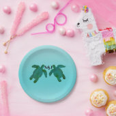 Assiettes En Carton Vert bleu Aquarelle 2 Ocean Sea Turtles Mariage (Fête)