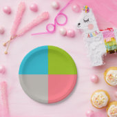 Assiettes En Carton Vert bleu gris rose (Fête)