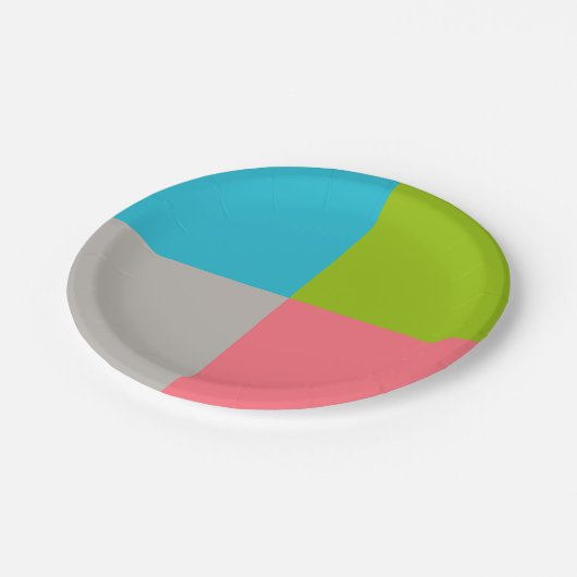 Assiettes En Carton Vert bleu gris rose (Angle)