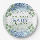 Assiettes En Carton Vert Bleu hydrangée C'est un Baby shower garçon (Devant)