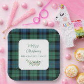 Assiettes En Carton Vert Bleu Russe Plaid Noël Tartan (Fête)