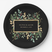Assiettes En Carton Vert doré Noir | Noël (Devant)
