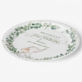 Assiettes En Carton Vert Eléphant Chic Genre Neutre 1er Anniversaire (Angle)
