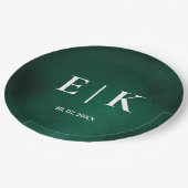 Assiettes En Carton Vert Émeraude | Monogramme (Angle)