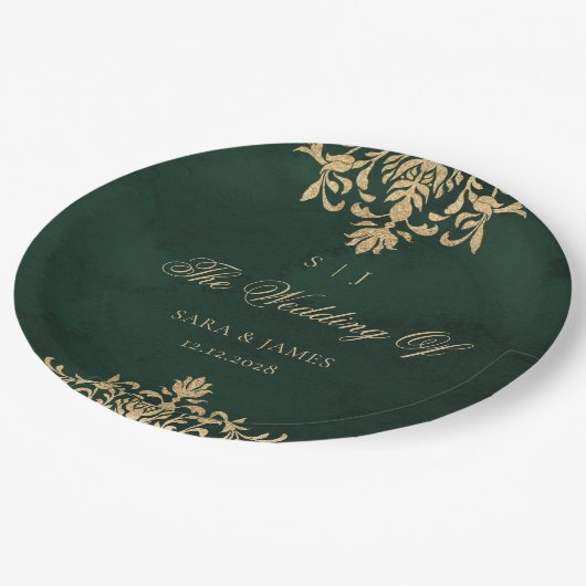Assiettes En Carton Vert émeraude Victorian enchanted Mariage (Angle)