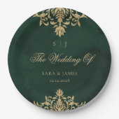 Assiettes En Carton Vert émeraude Victorian enchanted Mariage (Devant)