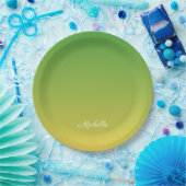 Assiettes En Carton Vert et jaune foncé personnalisé (Fête)