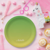 Assiettes En Carton Vert et jaune foncé personnalisé (Fête)