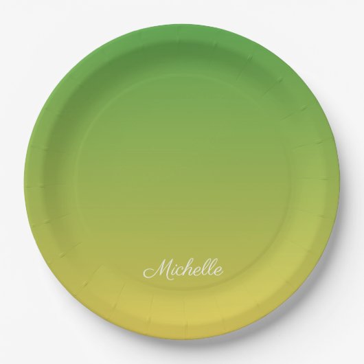 Assiettes En Carton Vert et jaune foncé personnalisé (Devant)