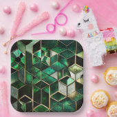 Assiettes En Carton Vert et Or (Fête)