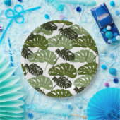Assiettes En Carton Vert feuille de monstère tropicale (Fête)