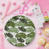 Assiettes En Carton Vert feuille de monstère tropicale (Fête)