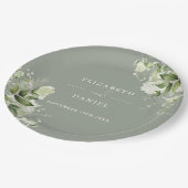 Assiettes En Carton Vert Floral Élégant Sage Vert Mariage (Angle)