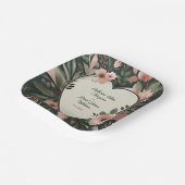 Assiettes En Carton Vert foncé luxuriant et rose pâle Mariage floral (Angulaire)