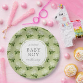 Assiettes En Carton Vert Hydrangea Motif Sweet Baby Genre Neutre (Fête)