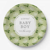 Assiettes En Carton Vert Hydrangea Motif Sweet Baby Genre Neutre (Devant)