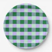 Assiettes En Carton Vert & Lavande En vichy Rayures Karo Motif (Devant)
