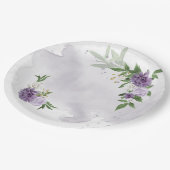 Assiettes En Carton vert mauve blanc fleuri (Angle)