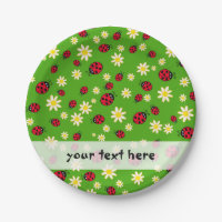 vert mignon de motif de fleur de coccinelle et de