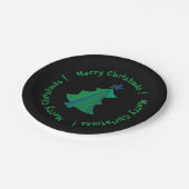 Assiettes En Carton Vert moderne Bleu Arbre de Noël noir (Angle)