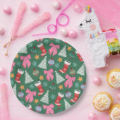 Assiettes En Carton Vert Noël mignon (Fête)