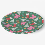 Assiettes En Carton Vert Noël mignon (Angle)