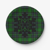 Assiettes En Carton Vert Noir Plaid Flacon de neige rustique (Devant)