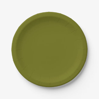 Assiettes En Carton Vert olive de couleur solide