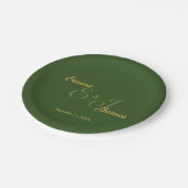 Assiettes En Carton Vert olive minimal et Mariage or (Angle)