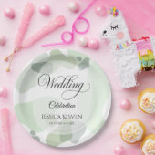 Assiettes En Carton Vert organique Mariage Abstrait géométrique (Fête)