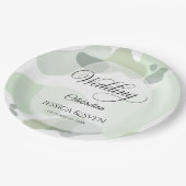 Assiettes En Carton Vert organique Mariage Abstrait géométrique (Angle)