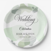 Assiettes En Carton Vert organique Mariage Abstrait géométrique (Devant)
